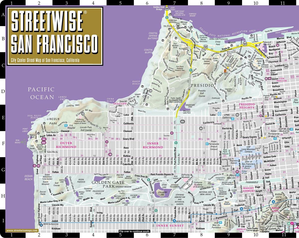 Карта вуліц Сан-Францыска