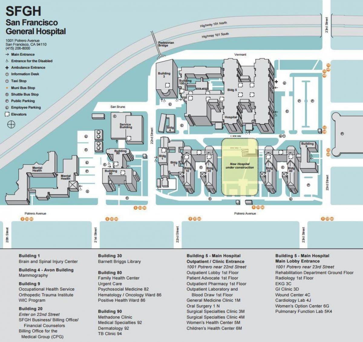 Карта UCSF медыцынскі цэнтр 