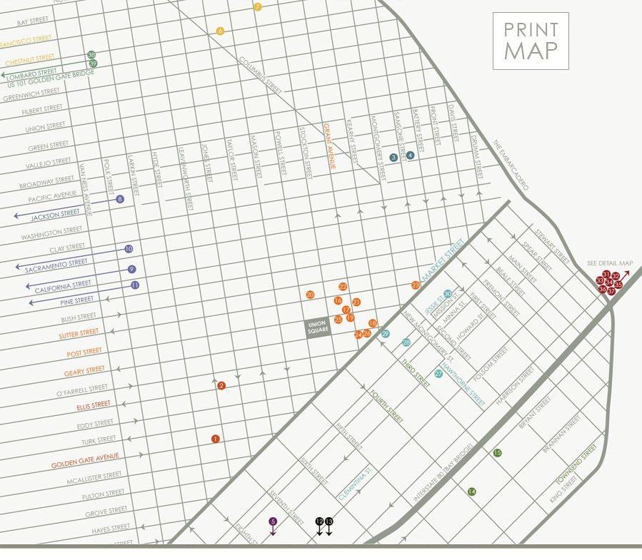 Карта Сан-Францыска мастацкія галерэі