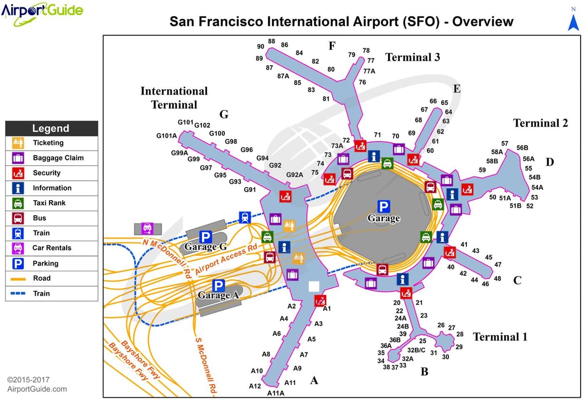 Карта аэрапорт kSFO 