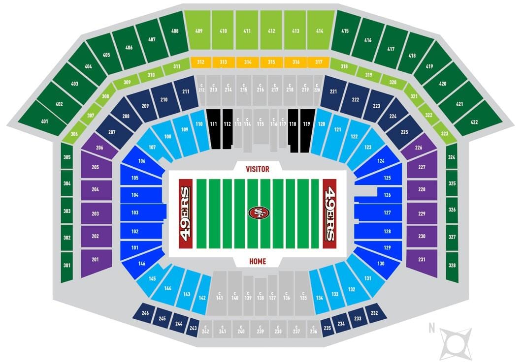 Карта 49ers і паркоўка 