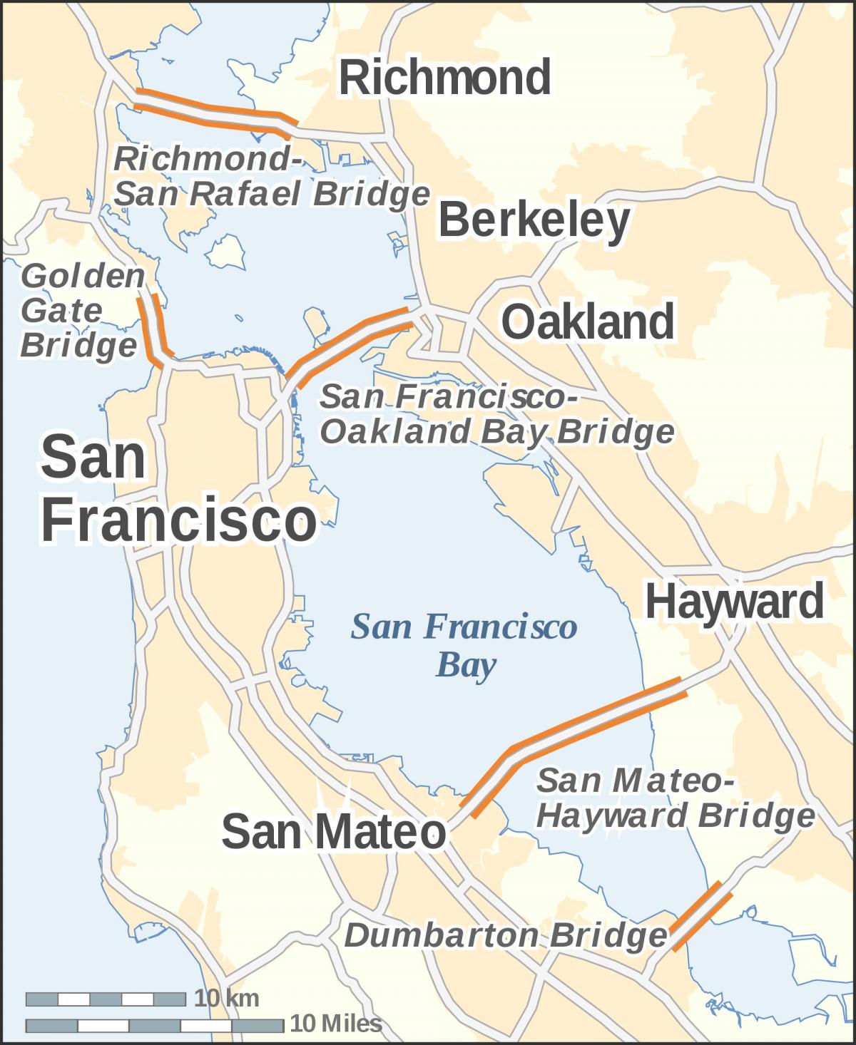 карта Сан-Францыска мост Залатыя вароты