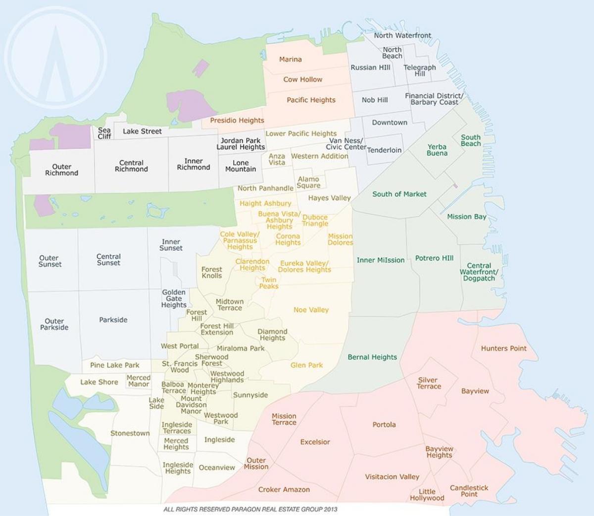 Карта Кау-Холлоу горада Сан-Францыска