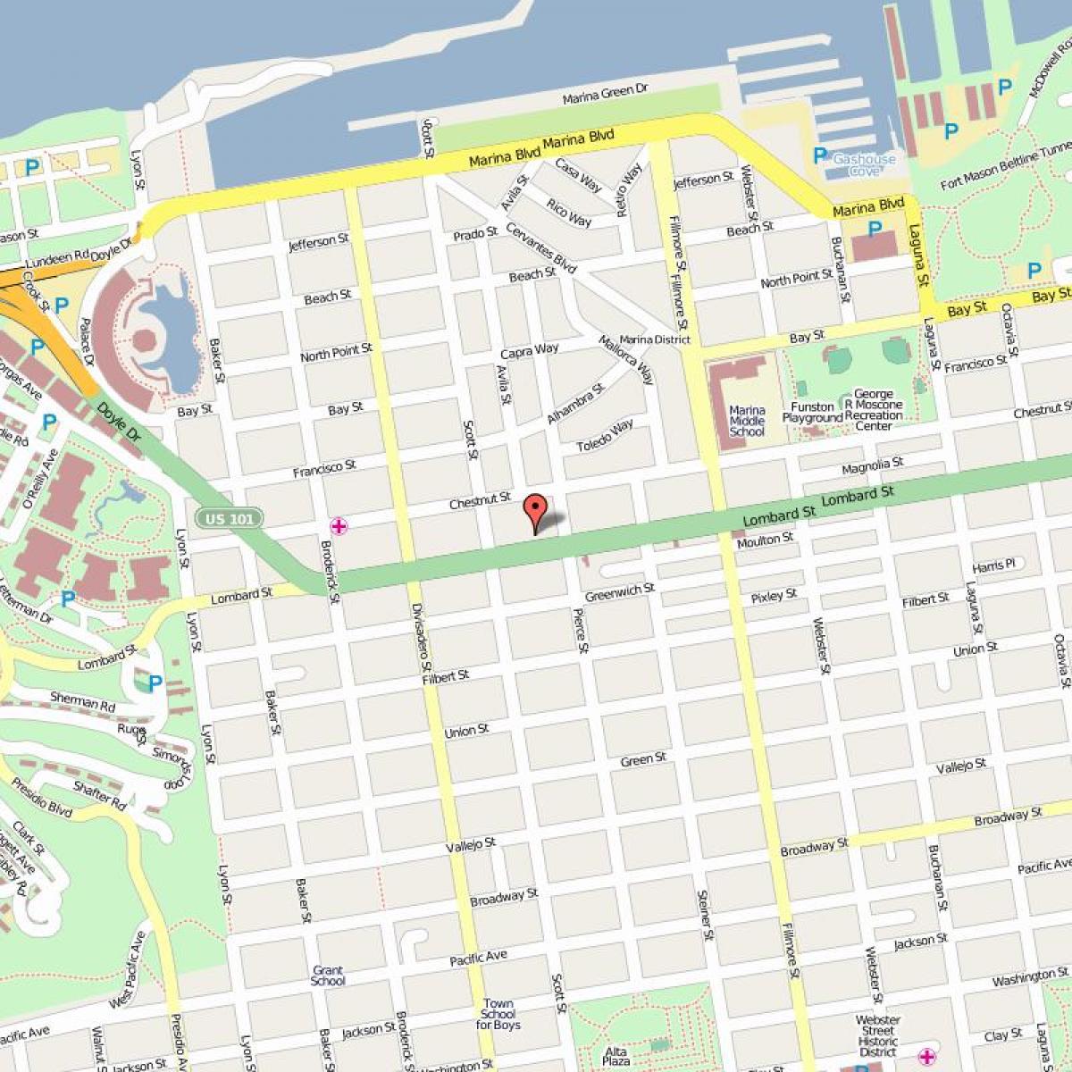 Карта Ламбард-стрыт, Сан-Францыска