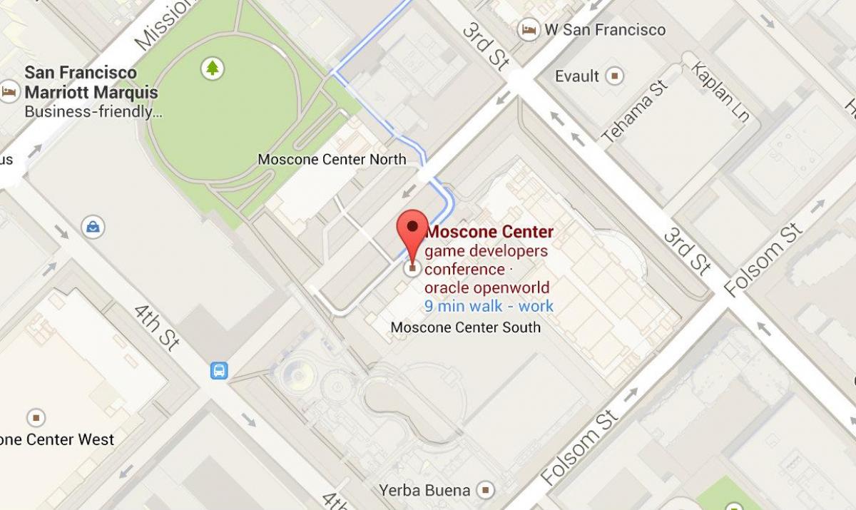 Карта канферэнц-цэнтра Moscone у Сан-Францыска