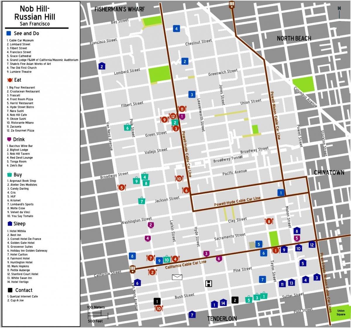 Карта Ноб-Хіл у Сан-Францыска