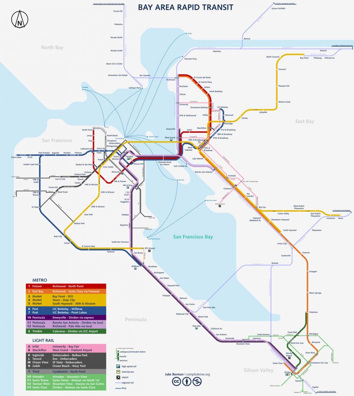 Карта метро Сан-Францыска 