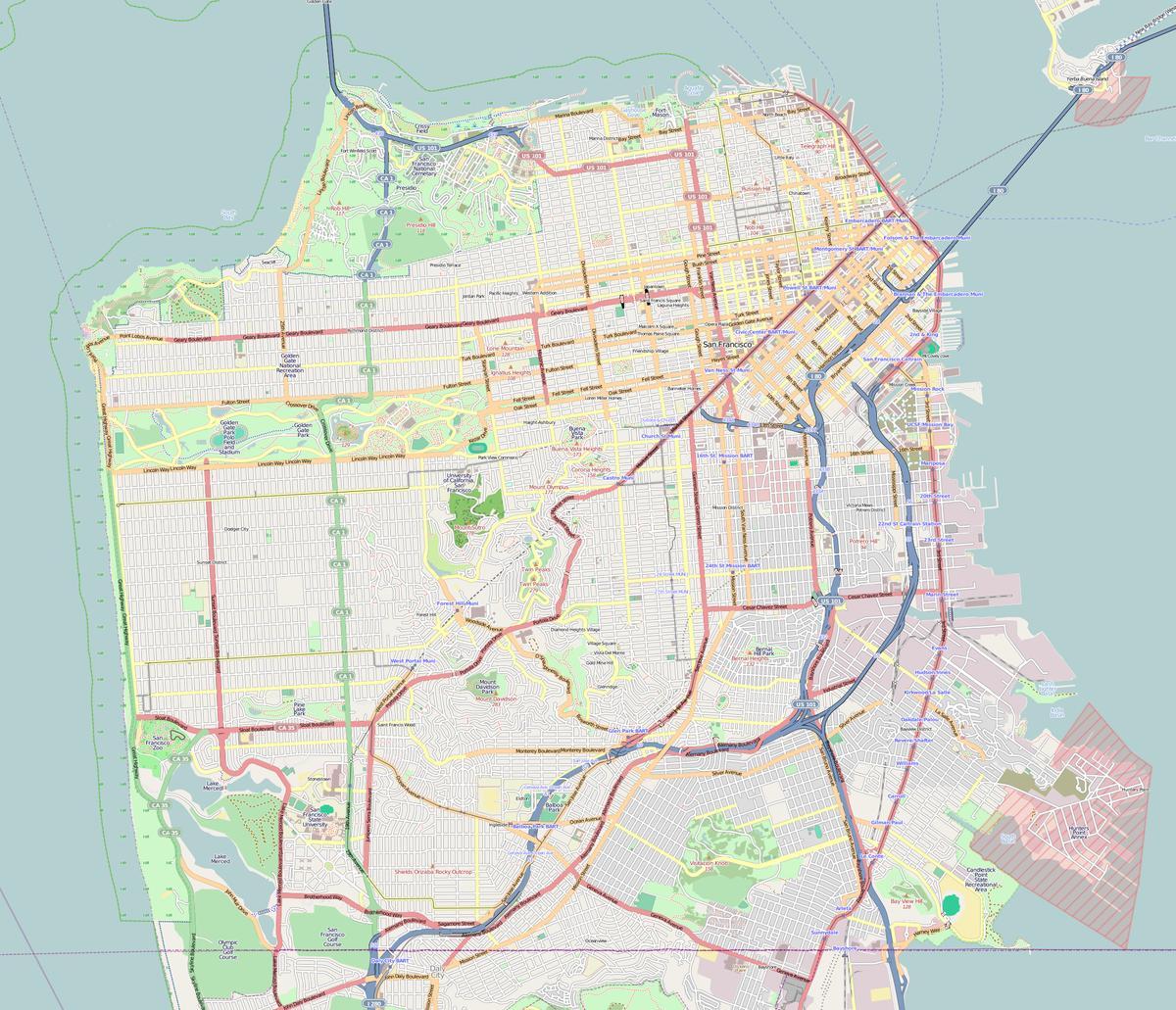 Карта Сан-Францыска накіды