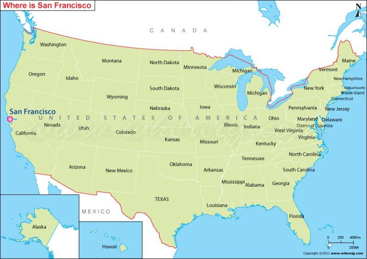 карта Сан-Францыска, Каліфорнія, ЗША