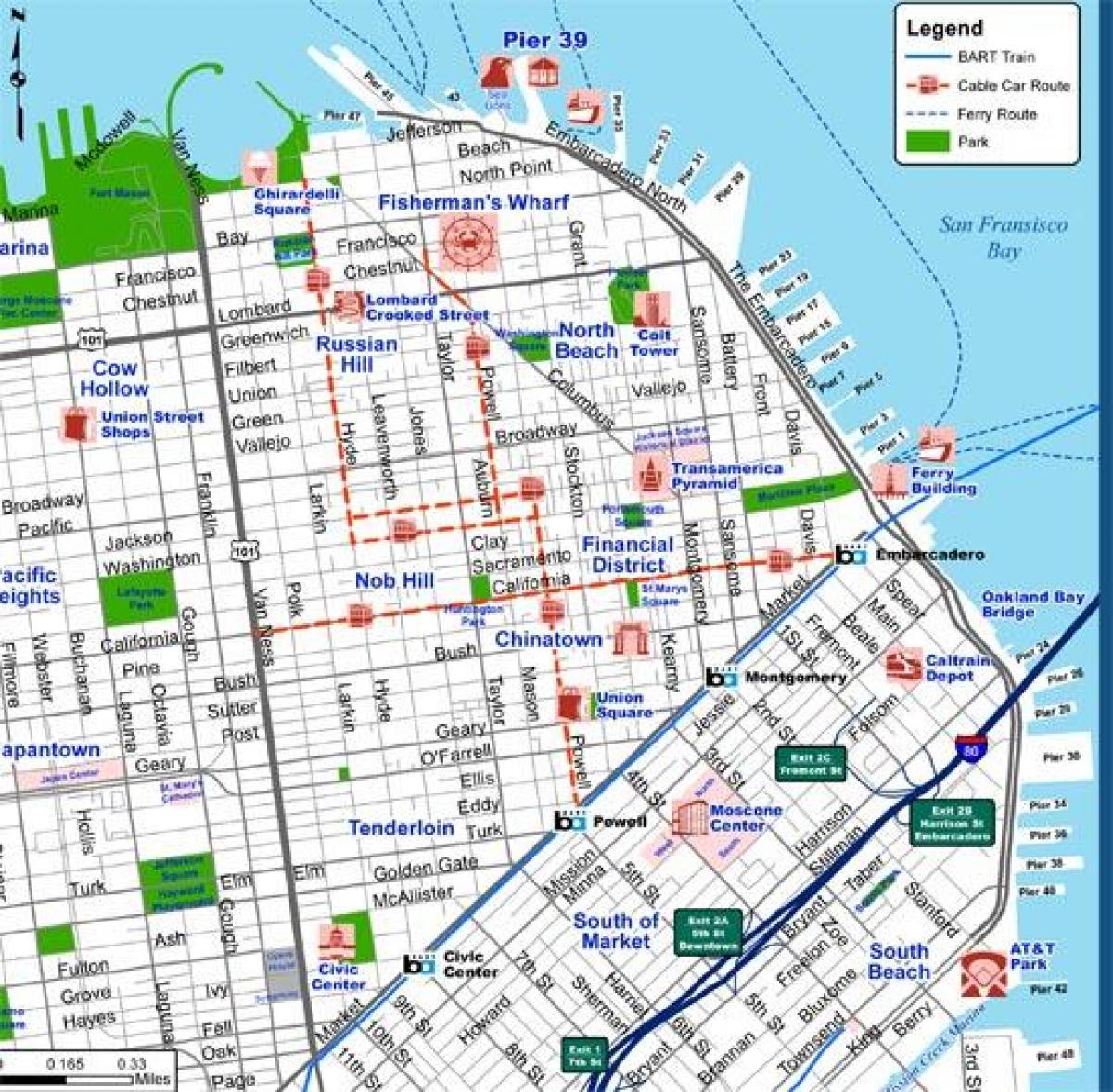 Карта вуліц горада Сан-Францыска 