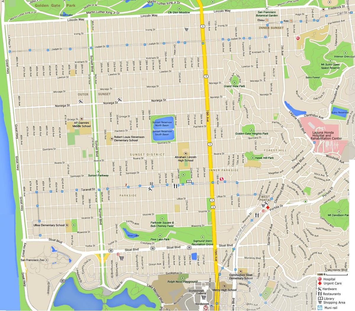Карта Твін Пікс у Сан-Францыска