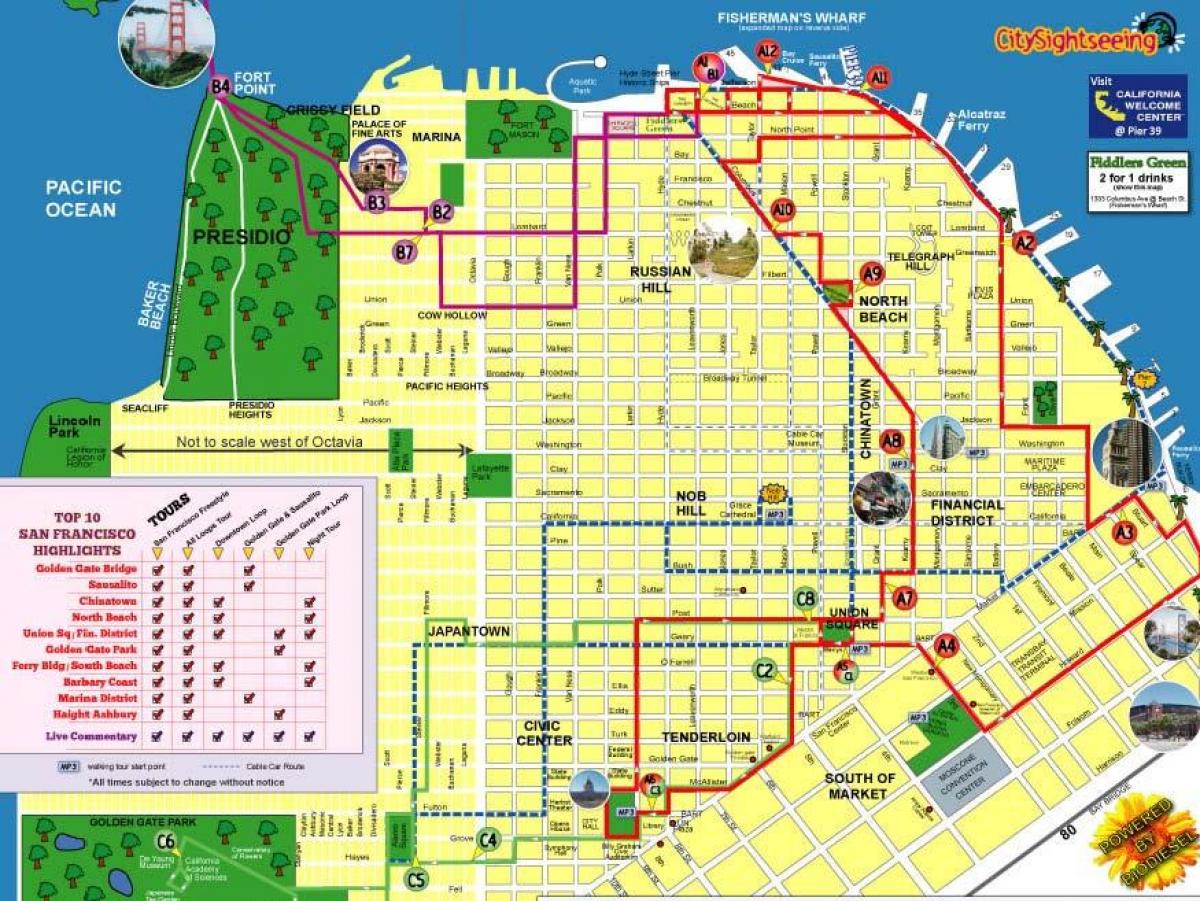 Карта горада Сан-Францыска маршрут 