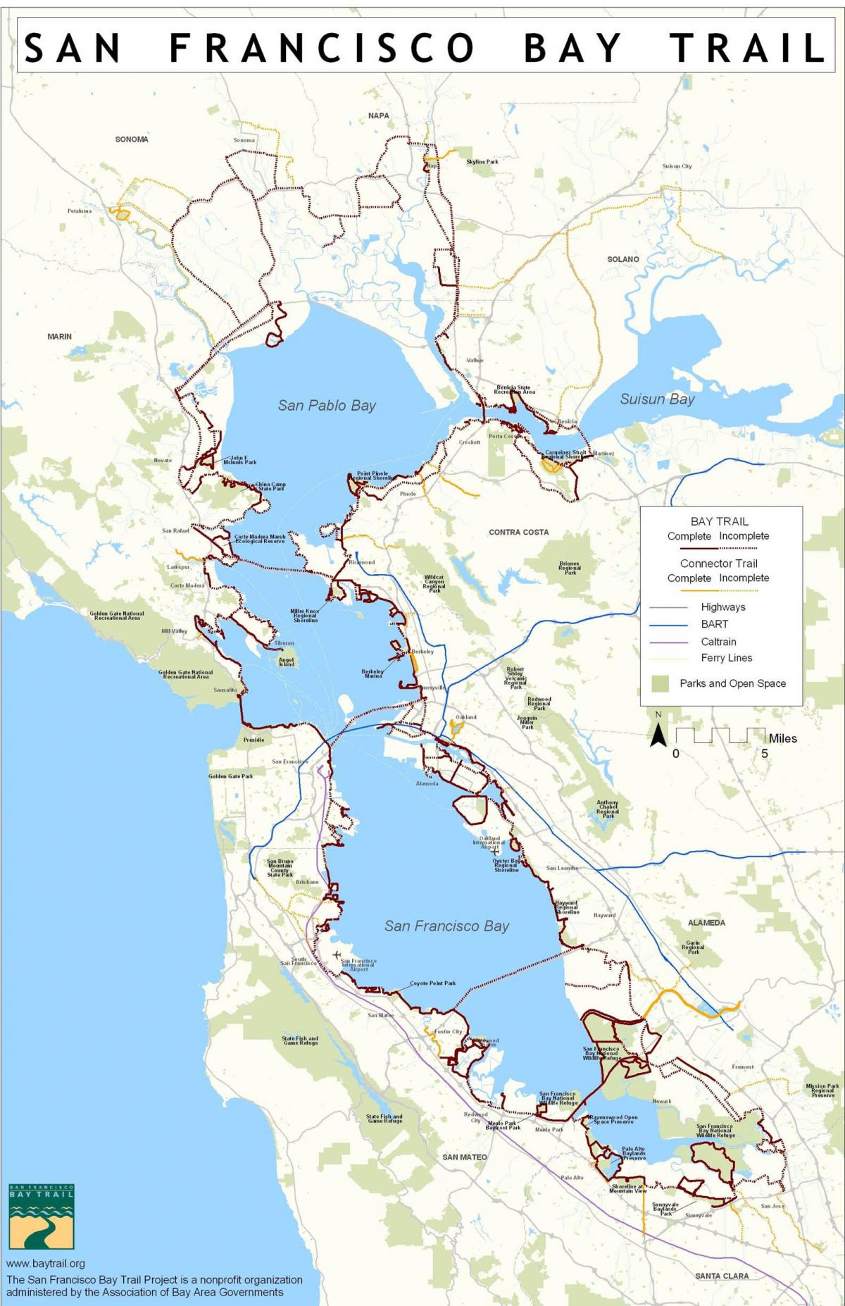 Сан-Францыска Bay Trail карта