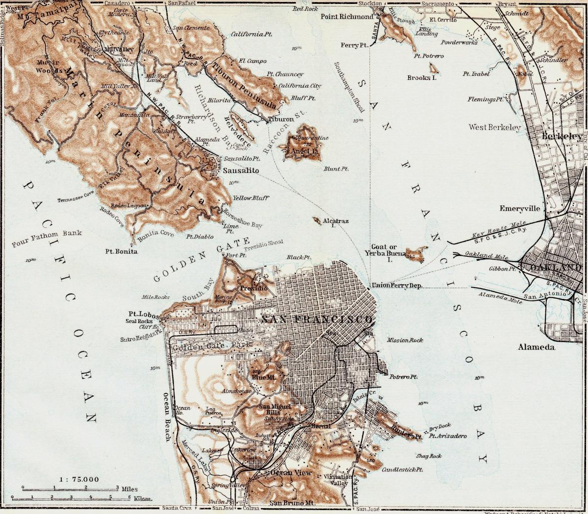 Карта старадаўнія Сан Францыска 