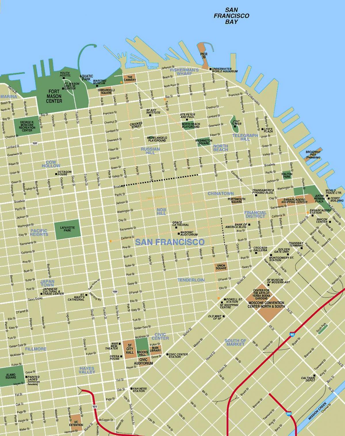 карту горада Сан-Францыска, ca