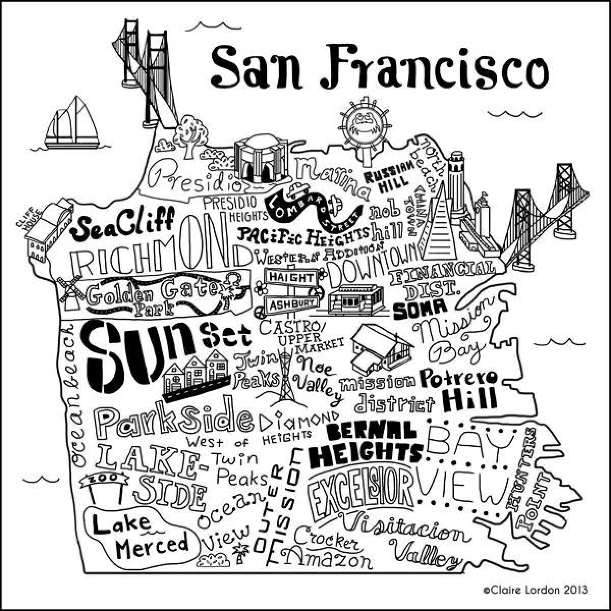 Карта крам Сан-Францыска