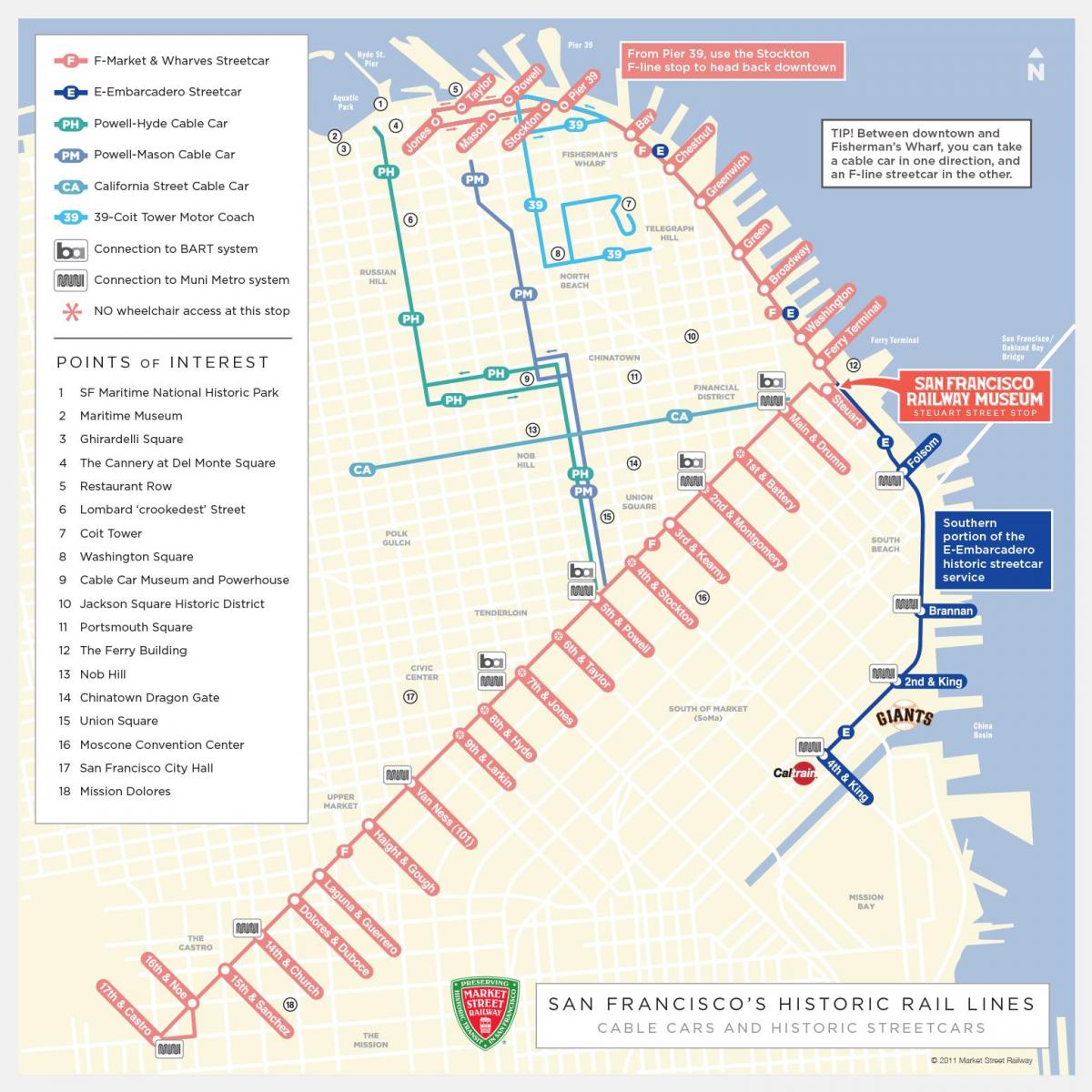 карта Сан-Францыска тралейбусны маршрут 