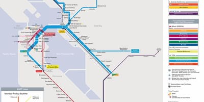 Станцыі Bart ў Сан-Францыска карце