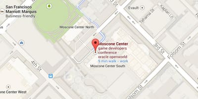 Карта канферэнц-цэнтра Moscone у Сан-Францыска