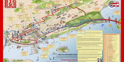 Вялікі чырвоны аўтобус у Сан-Францыска карце