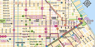 Лінныя дарогі Сан-Францыска карце