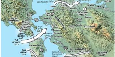 Карта Сан-Францыска мікраклімат