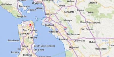 Карта гарадоў Каліфорніі, недалёка ад Сан-Францыска
